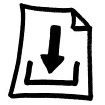 Hier sehen Sie eine Zeichnung, die aus einem Blatt besteht.Ein Pfeil zeigt auf ebendiesem Blatt nach unten auf ein nach oben geöffnetes Rechteck.