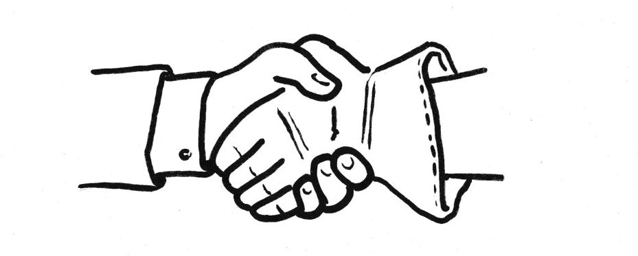 Zwei sich schüttelnde Hände, eine davon mit Handschuh