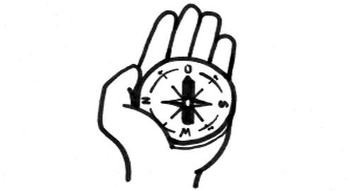 Hier sehen Sie einen Kompas, der in einer Hand liegt.